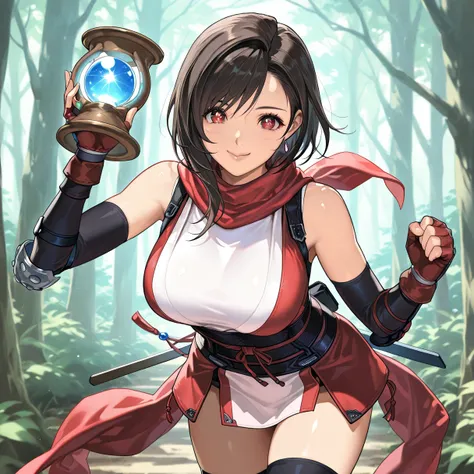 tifa Lockhart, final fantasy, sexy Shiny hair, short hair, (Beautiful red eyes, Sparkling eyes, fine grain), smile, Very fine eye, Very detailed顔, Very detailed目, {{{masterpiece}}}, {{{Highest quality}}}, {{Very detailed}}, {one person}, Very detailed, one...