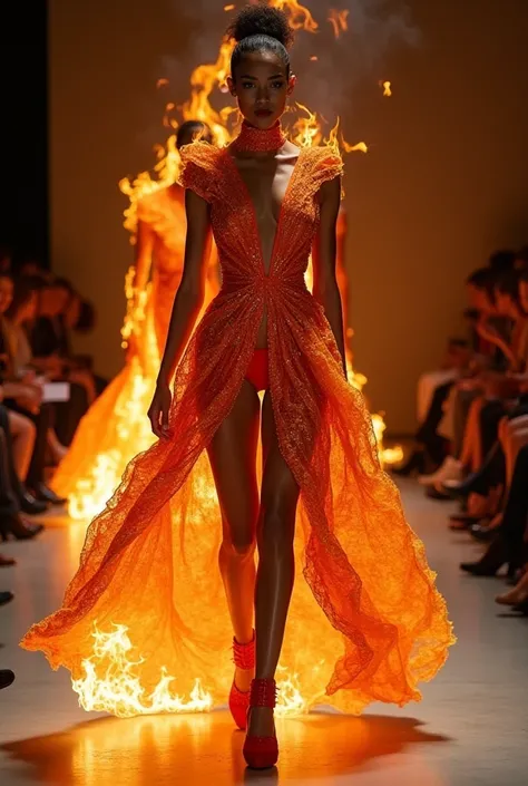 Innovative fire-based haute couture collection