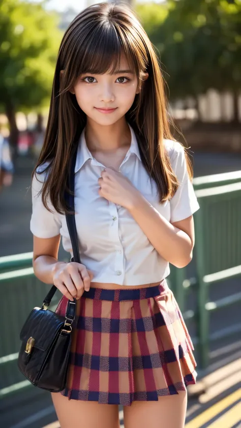 Product quality,  very detailed, kampala,( by Nomi, photo by Nomi:1.37) Young and Beautiful Japanese Women in Japan ,Medium build,(well-proportion:1.4),smile, high school girl。
Cowboy shot,( thighs emphasized:1.4), front view。
morning,(Streetscape on the W...