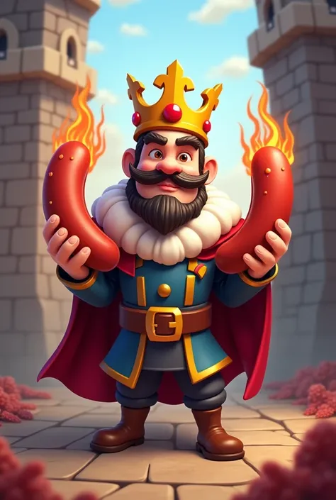 A logo that is Clash Royale themed and contains sausages