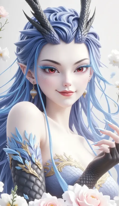 Dragon Girl, Unique , blue hair, She will freeze magic, red eyes,Blue eyelashes,She will freeze magic, red eyes,Blue eyelashes, huge chest , Exposed , huge chest , huge breasts, reveals breasts, huge chest , huge breasts, huge chest , huge breasts, huge...