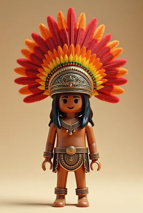 The image of a Playmobil doll with an Aztec plume