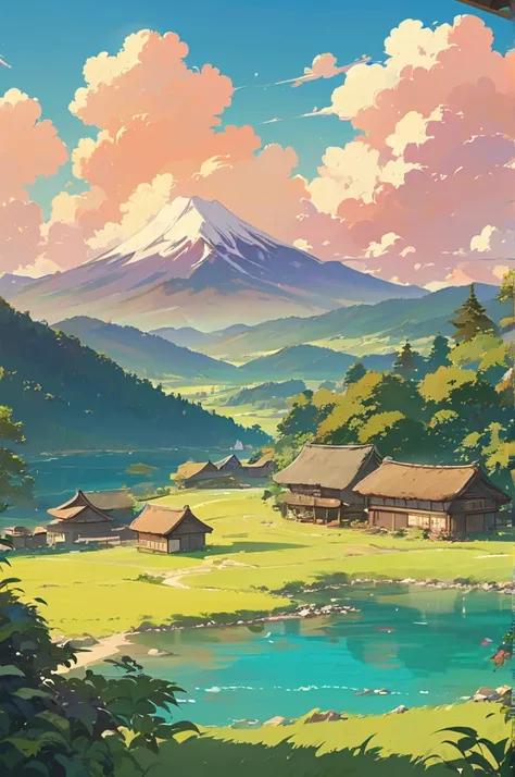  Animated Scenery of a village with a mountain in the background,  animated rural landscape , beautiful  Animated Scenery,  Animated Scenery,  Animated Scenery,  Animated Scenery wallpaper, anime Background picture, detailed scenery —width 672, Animation B...