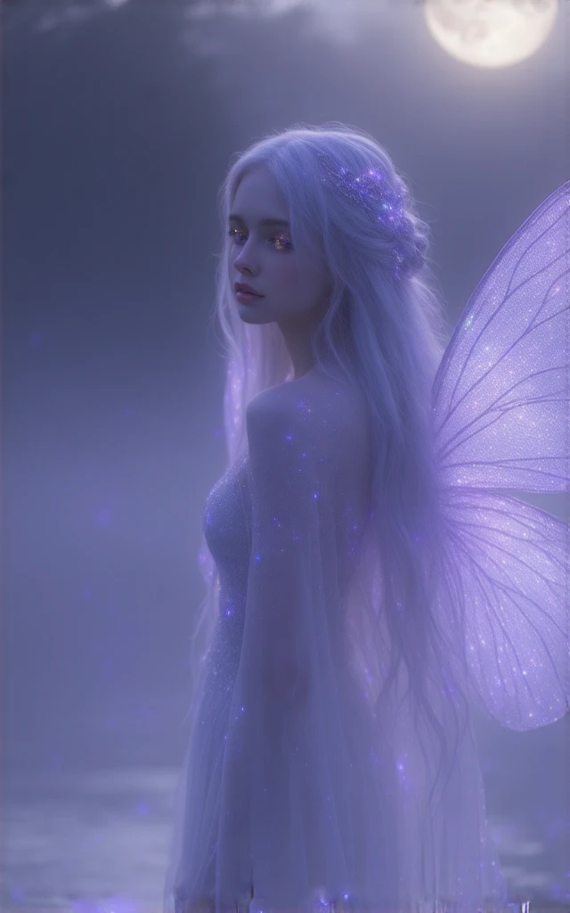 Moon fairy seer with lilac hair, golden eyes and silver-blue skin. avatar image