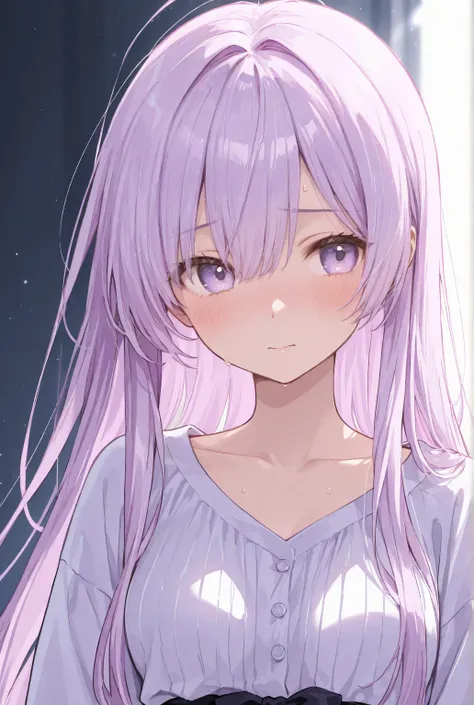 Woman with super long light purple hair and light purple eyes confesses to being shy