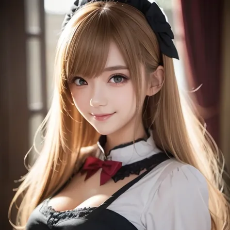  18 year old beautiful girl ,  big eyes,  big breasts, Small and slim, 8k,  Top Quality, ( very detailed head: 1.0), ( very elaborate face: 1.0), (VERY FINE HAIR : 1.0),   maid clothes,  Very Detailed Official Artwork,  anime Moe art style,  anime art with...