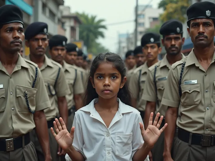  school girl in white uniform arrested by sri lanka police