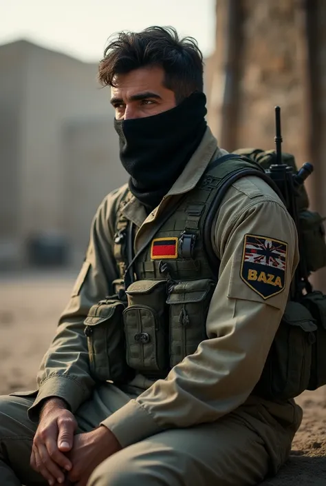 KURDISH Soldier MAN with mask without gun SIT.Write name BAZA.Realistik