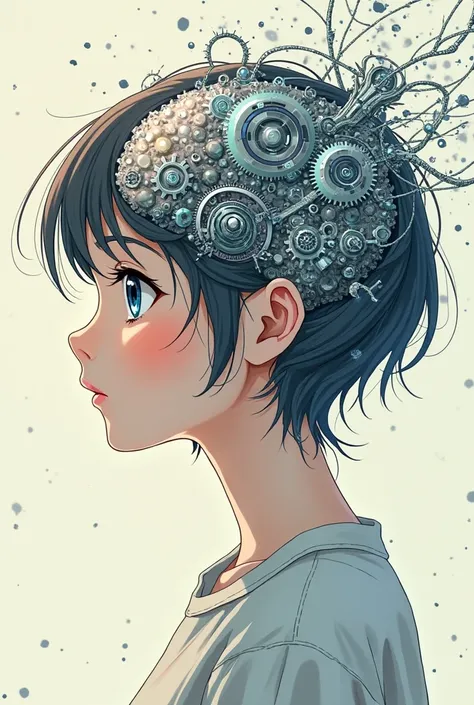  Anime picture girl Inside the head is a mechanical brain.