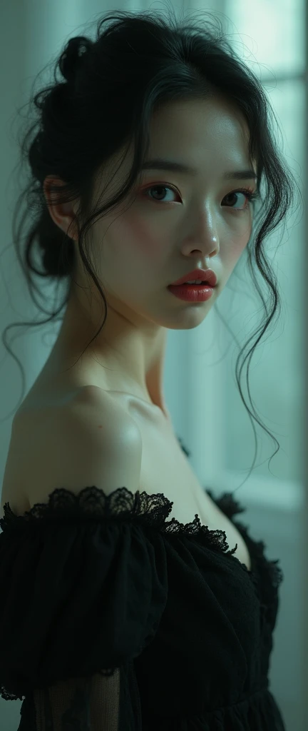 A beautiful woman with fair skin stood there quietly，as if it were blooming Ephemeral flowers of the night。Her fair face looks like As gentle and delicate as lanolin jade，exudes a soft glow in the faint light。 , and her facial features were exquisite and t...