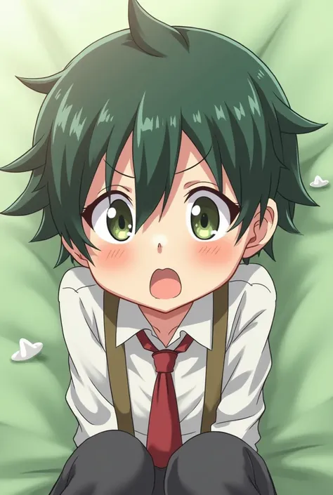 Anime girl sit on a boy’s  face and fart on a boy’s face . The fart was green