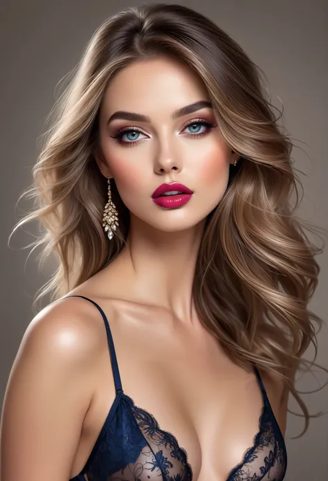 best quality,high resolution,Fashion Illustration,Elegant Model,Beautiful and delicate eyes,Detailed lips and face,Stylish glamour,Track laying,bright colors, dark underwear,Gorgeous accessories,Professional studio lighting,Ultrafine coating,Realistic text...