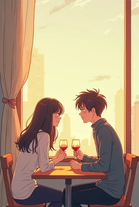 anime image of a couple of people sitting at a table, manhwa, cute art style, lovely couple, webtoons, kawaii realistic portrait, high quality fanart, lofi portrait, couple pose, trending on artstration, digital anime illustration, kawacy, 🍁 cute, official...