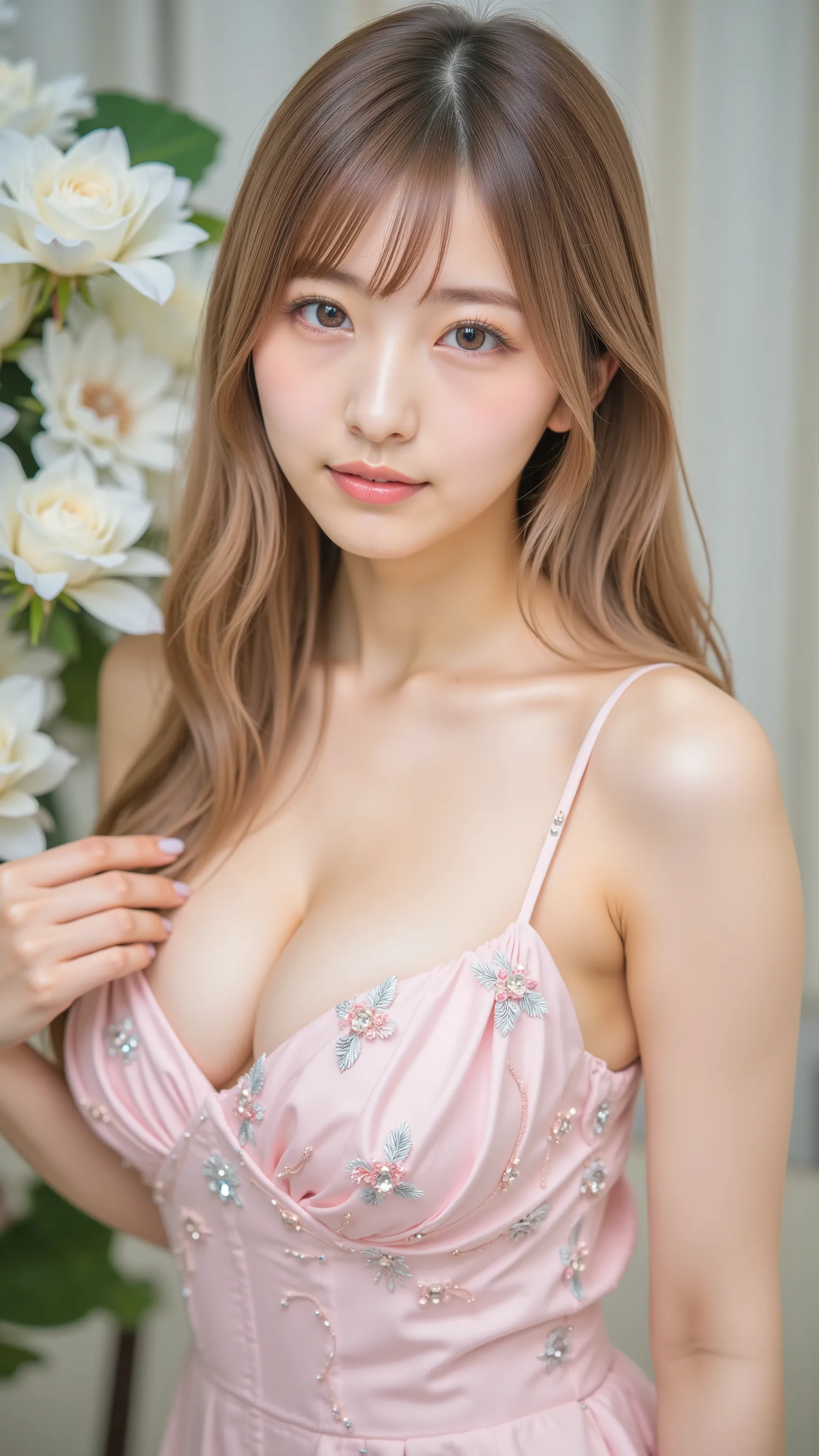 ( best quality,4K,8k, high resolution, masterpiece:1.2),超 high resolution,( by Nomi,photo by Nomi,photo- by Nomi:1.37), beautiful detailed eyes ,  beautiful detailed lips  ,  highly detailed faces , long eyelashes , blonde hair,Korean Model, tall and slend...