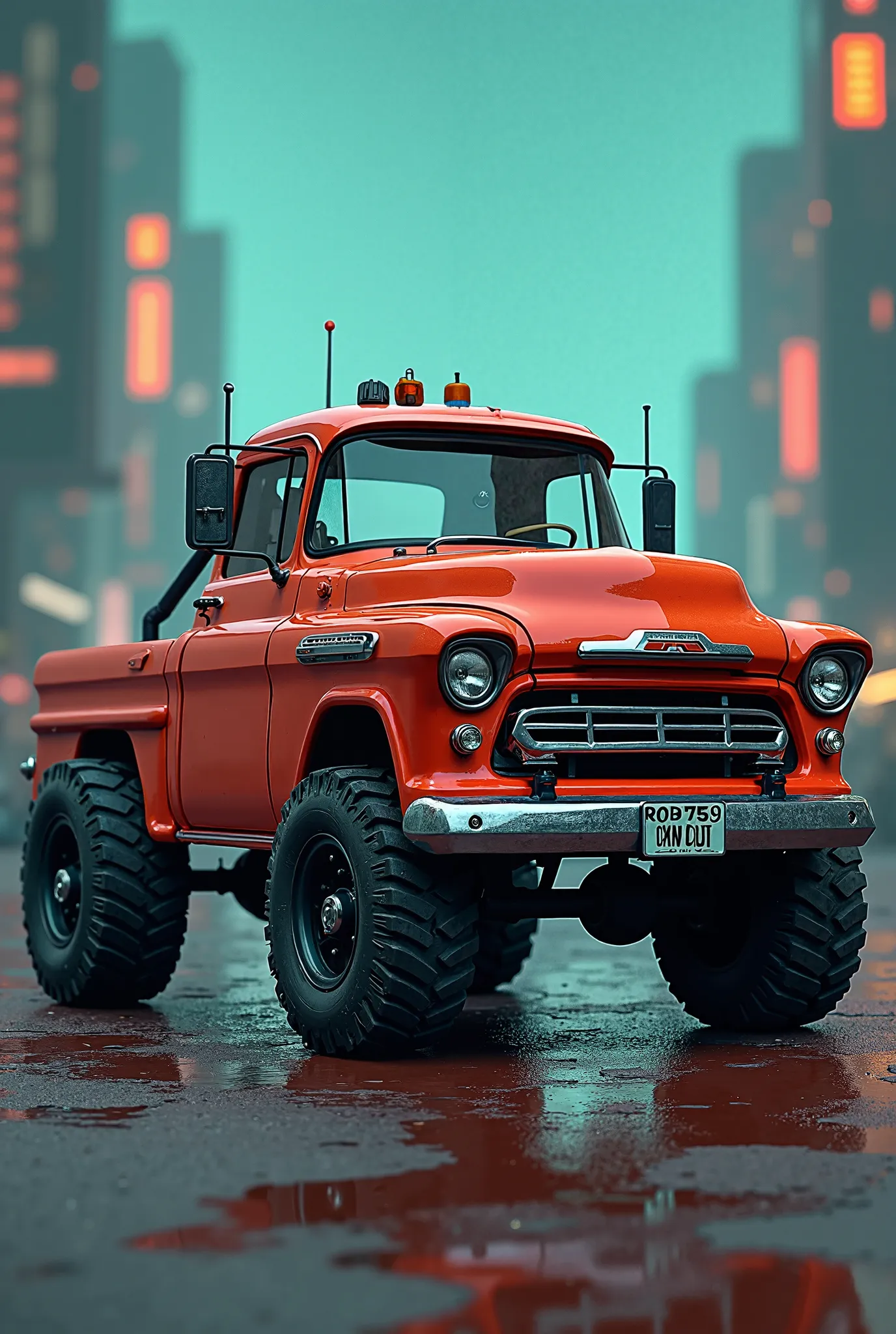 American, truck,  Evacuator ,1958, years of issue, on 4 wheels, (( from a PC game Grid Legend,)), Dumon Yute Titanium,