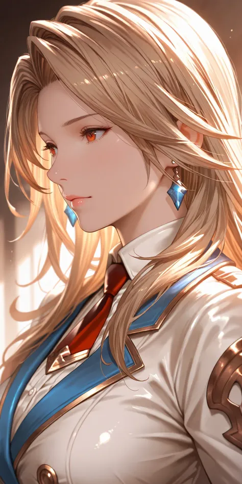 Masterpiece, very aesthetic, vibrant, high contrast, elegant mature female, katalina (granblue fantasy), upper body, official uniform, soft light, best quality, semrealistic, granblue fantasy cg style