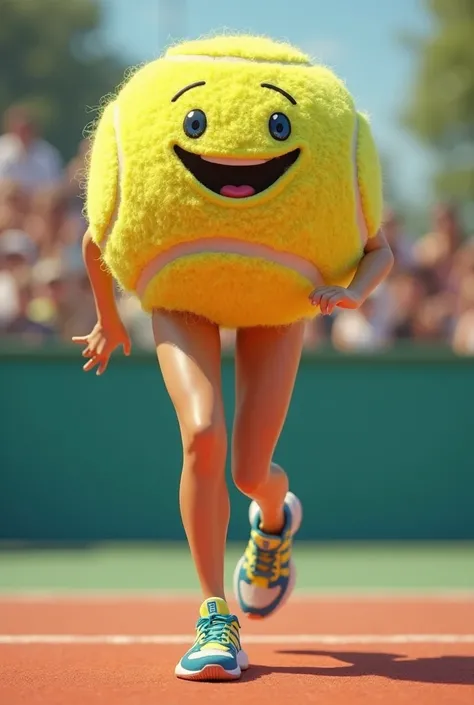 Tennis ball mascot costume with sexy female legs