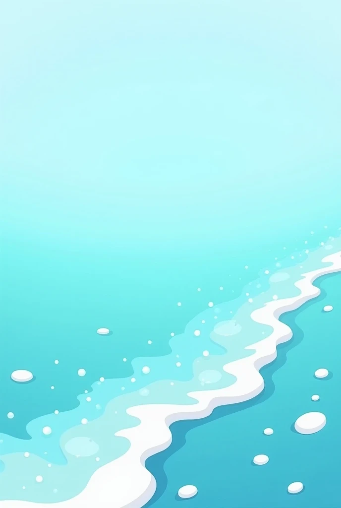 A cartoonish view of the ocean with waves and light foam, on a simple background with a soft gradient of blue and turquoise. The water looks fresh and bright, with light highlights. The style is bright, ish, with soft lines and light shadows to look realis...