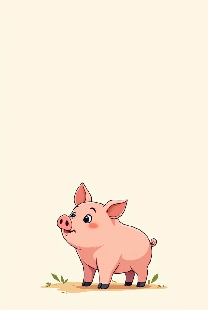 cute pig standing in profile. 2d image, ren's book illustration, hard outline