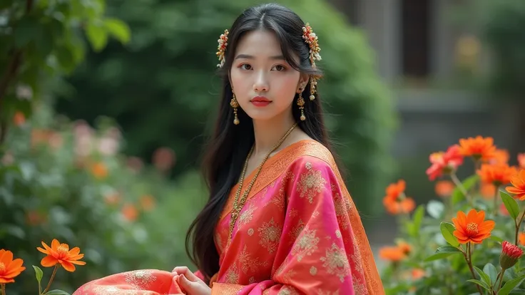 korean girl wearing saree