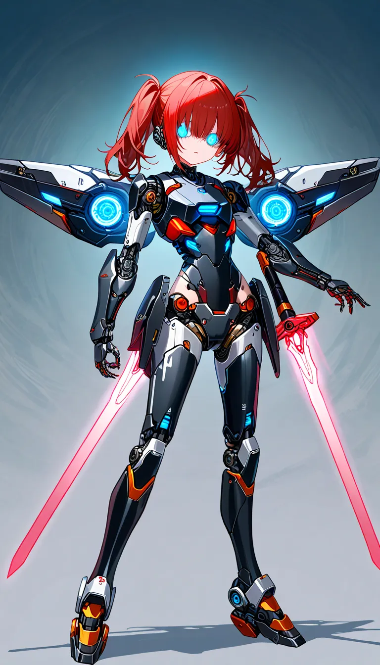 (masterpiece, best quality, amazing quality, very aesthetic, absurdres, newest:1), masterpiece,best quality,amazing quality, insanely detailed , Bright color palette,  solo girl, medium hair,red hair,(( twintail hair)), (hair over eyes), expressionless ,sh...