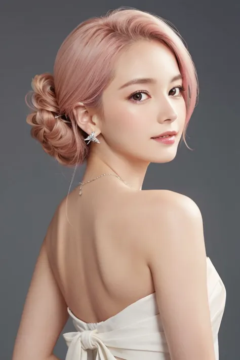 **"Masterpiece, best quality, very well detailed, 4K, 8K, very aesthetic, absurd high resolution. A sophisticated and intelligent-looking mature woman with **pink hair** styled in a neat updo, exuding a slightly mysterious aura. She wears black-rimmed glas...