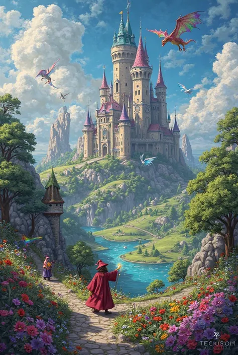 Wonderland: Create a fantasy world with castles, dragons, and wizards in a world full of magic. Use bright colors and designs that look like they're straight out of a fairy tale.