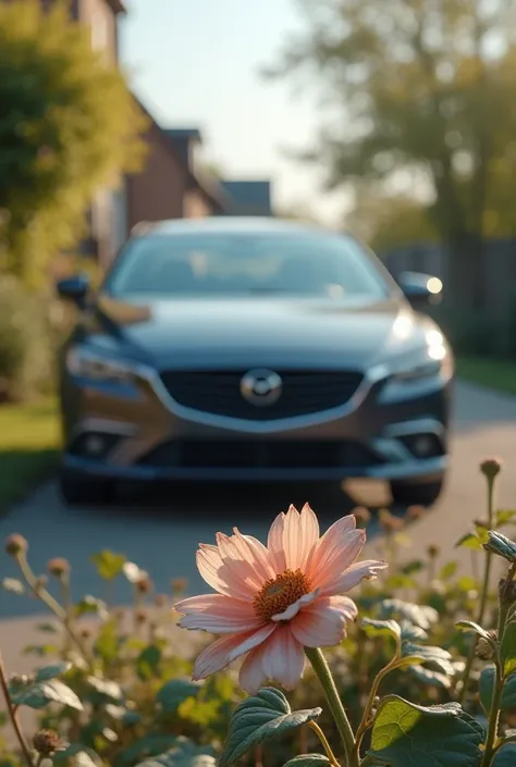 Remove faded flowers in front of the car