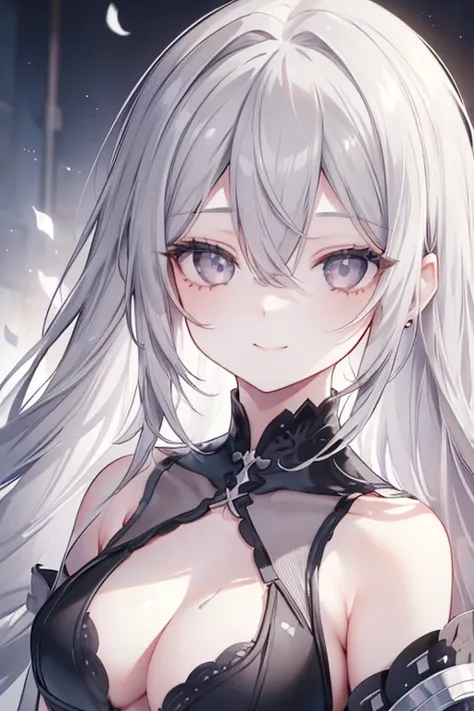 1girl,moyou,forehead,white hair,long hair, smile 
,(masterpiece: 1.2), Best Quality, High resolution, Unity 8k Wallpaper, (Illustrations: 0.8), (Beautiful gray eye details: 1.6), Perfect Lighting, Highly detailed CG,