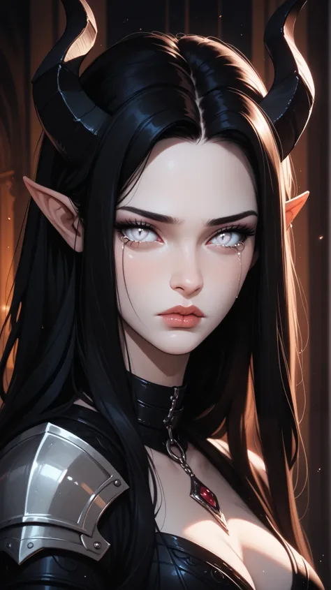 score_9, score_8_ upwards, score_7_ upwards, score_6_ upwards, score_5_ upwards, ((( beautiful , high quality))), sadness, portrait, looks towards , score_9, score_8_ upwards, score_7_ upwards, black sclera , slit p upwardsils, tiefling, white eyes,...