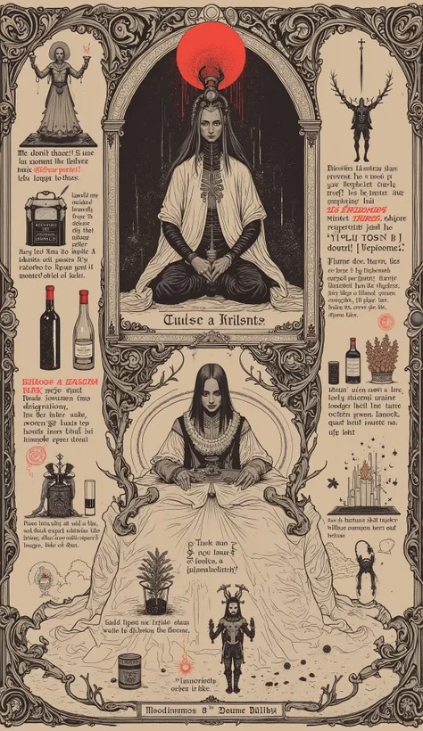 A poster with instructions on how to prepare and maintain a curse ceremony, infographic style, by Warren Mahy,multicolor printing、 イラスト入りの Infographic,  Infographicス, Matt Cavotta, knife, Oskar Lüthi, Brian Alfred, National Geographic style」, David Budd, A...