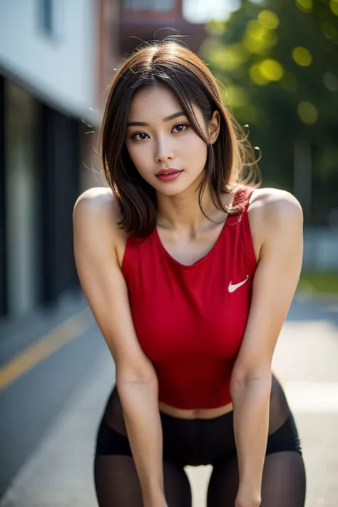  high detail on the face, wear (  tight shirt :1.2), Pervert、 transparent nipples、 Beautiful Korean Girls ,  Korean pop idol ， beautiful and delicate face ,  Hazel eyes, ( Charming Fitness Woman :1.3), (Seductive:1.1), (:1.1), hourglass figure, fully shiny...