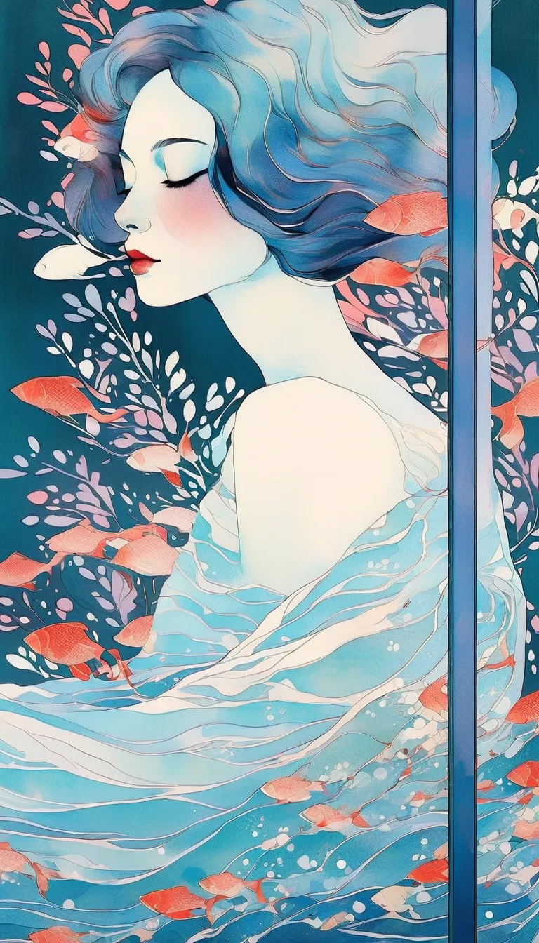 elegant sensual illustration movie poster art ,  Retro and Vintage  , Silky Flowers Around the Body , The light from the window on the back of Mattepaint , Hannah Dale, By Harumi Hironaka, Ultra soft colors,  vibrant,  pastel ,  High precision,  digital ar...