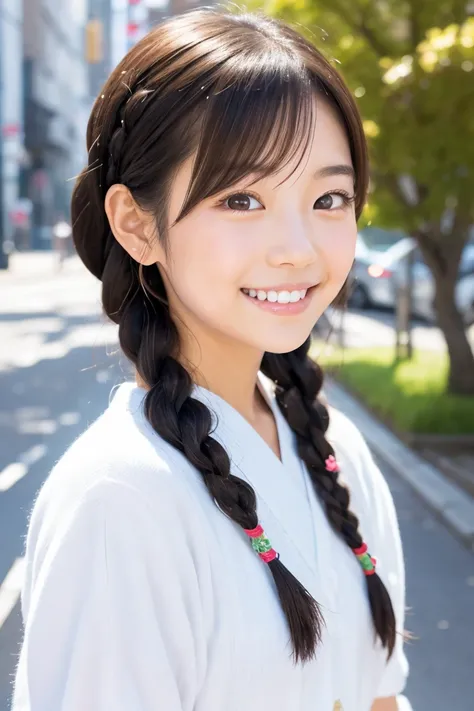  japanese girl　smile　 braids