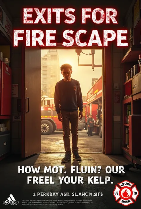 can you make me a poster slogan in picture form about the theme of " Huwag gawing storage area and fire escape, baka sakalat, ikaw pa ang mawalan ng exit" fire station flow and also human  