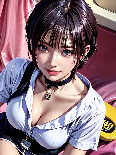 Accurate depiction with high resolution,(8K, Photorealistic, Raw photo, of the highest quality: 1.3), (1girl in), Super beautiful, (Realistic face), (boyish, pink Color very Short hair), Beautiful , Glare that captivates the viewer, Beautiful expression, B...