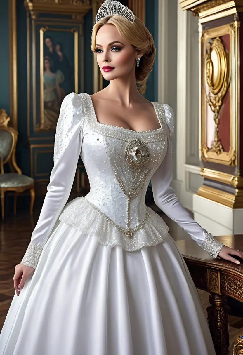 A real photo of a beautiful and celestial Aristacrat governess who is a sugar mommy with large elegant, hawk-like-nose, who embodies old fashioned class, sophistication, elgance as well as wholesome, natural beauty. curvy, thin-waist, wide-hips, swaying-hi...