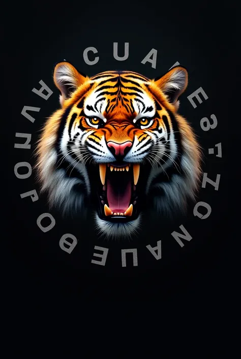 Only the head of the tiger black ground and make it roar and put letters around it the says crudogang525 