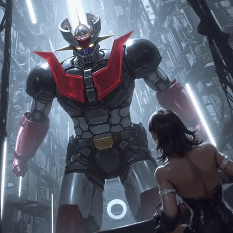  The modded Mazinger Z has sex with the naked goddess robot Venus A ,  Mazinger Z is 100 meters tall.   is built with modern materials such as steel ,   Carbon Fiber  ,   Other industrial elements are also visible  ,  Just like the real thing  ,    I'm sta...