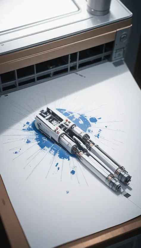 a highly detailed and complex blueprint of the international space station, placed on a bright cream-colored table, top down view, ultra-detailed, intricate design, complex technical drawing, engineering schematics, 8k resolution, photorealistic, glossywhi...