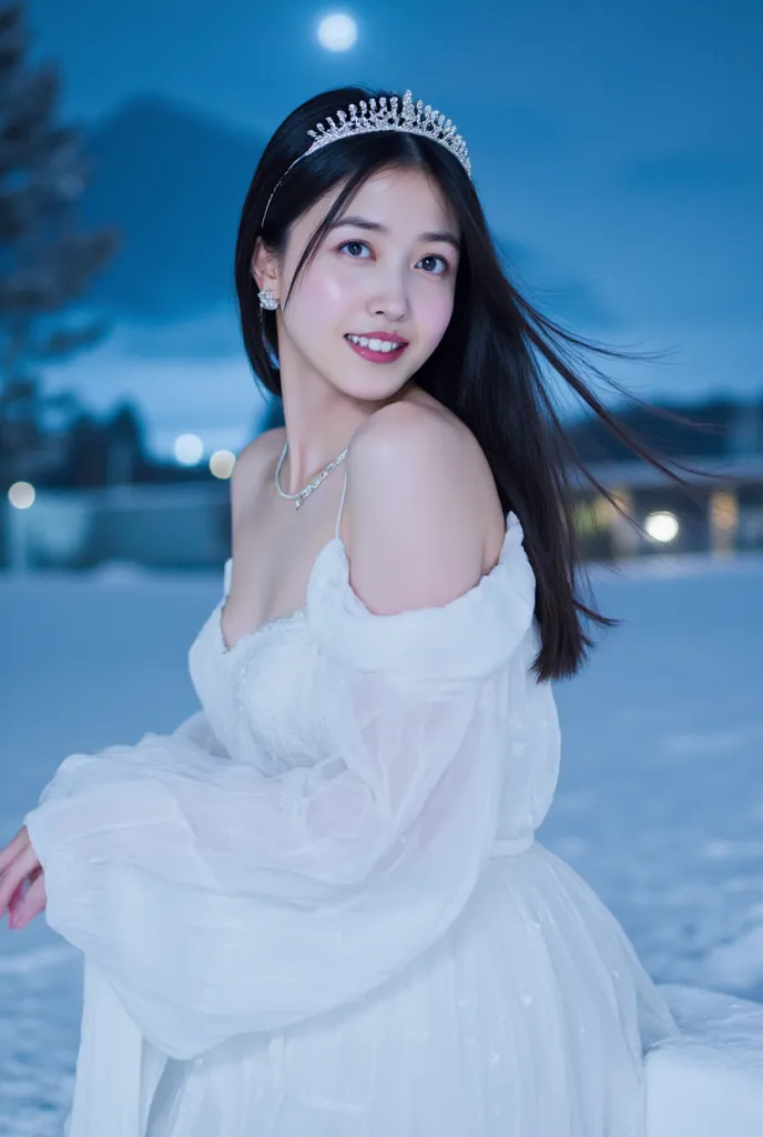 1 girl, solo,  high resolution,  Masterpiece, accurate,  won numerous awards ,  anatomically correct,  best quality,  high definition model,  high detail,  ,  very detailed,  textured skin,  super high heels, Shooting in the snowy mountains、Snowstorm、 very...