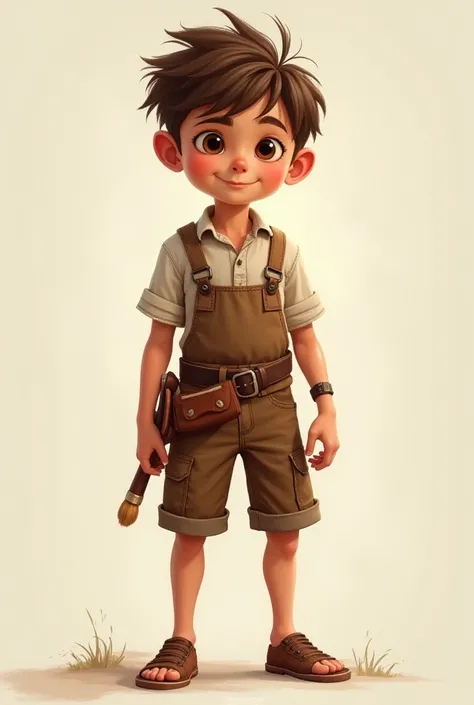  boy  ( protagonist ) - "Lucas"

• Age: 12-s

• Personality: , intelligent, curious, with the ambition to be an inventor.

• Appearance:

► Messy brown hair wearing a short-sleeved shirt or worker shirt

► Brown shorts or bibs

► Old leather shoes or walki...