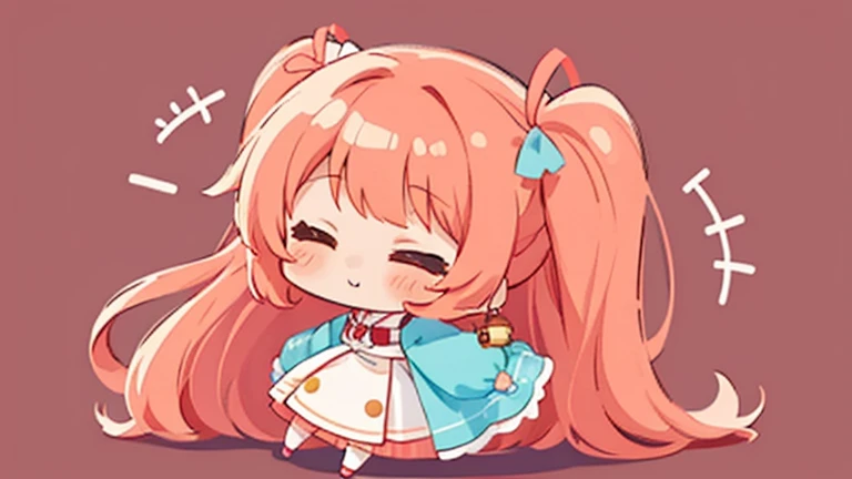 cute design,  the most beautiful girl I've ever seen、 chibi,デフォルメcute design, ,Long hair that goes up to the waist,Red wine red hair so red strawsﾄの腰までの chibiキャラ　１Man is a boy　background in cute pastel colors