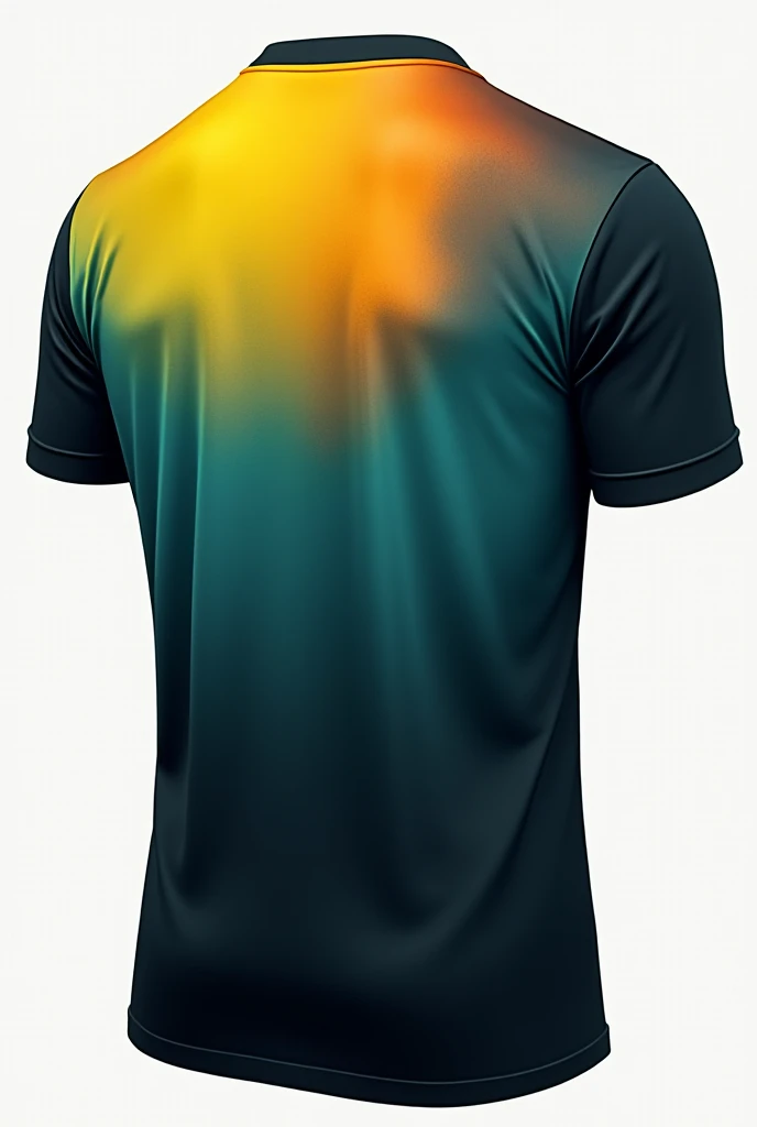 create a backgroundless png of a double sided t shirt design. The design will be a black, yellow, blue and green gradient