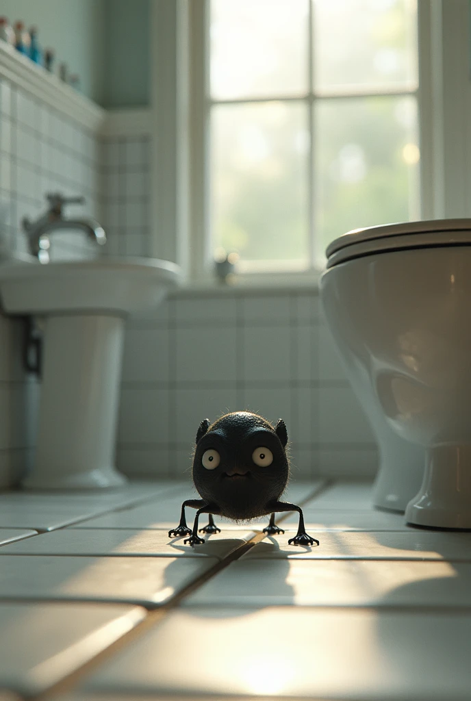 Little black ,  inside a bathroom