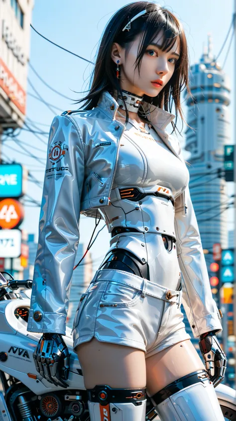 (((masterpiece))), (realism, realism texture, (science fiction, distant future), (top Quality, High Quality, top resolution, high resolution, (ultra detailed, high detailed))), (beautiful robot white latex racing model girl:1.4), (she is incredible machine...