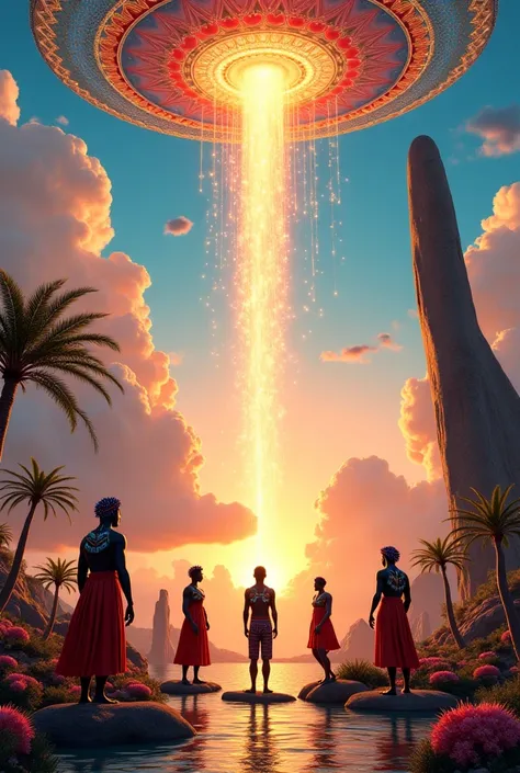 

---

###Disney Whimsical Artwork Prompt: The God King**  

Create a **vibrant, whimsical 3D-rendered scene** inspired by African mythology, blending cosmic grandeur with earthy charm. The celestial realm is an **Afro-futuristic sky kingdom**, with floati...