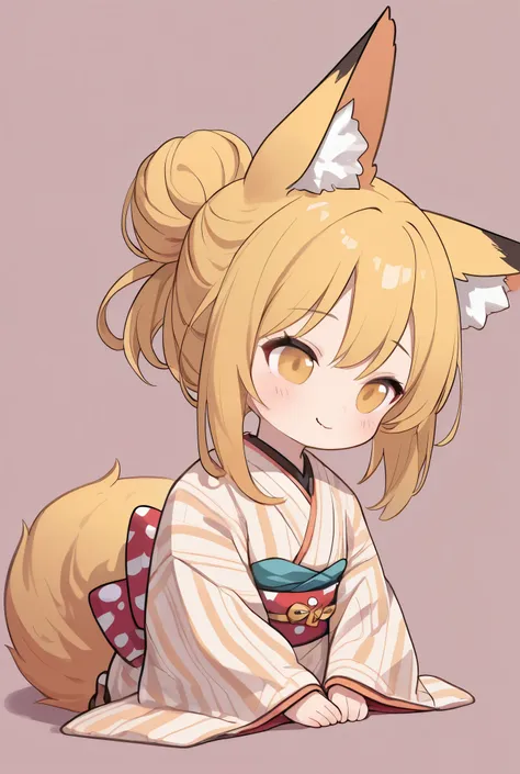 masterpiece, best quality, ultra high res, absurdres, ultra detailed, 8K, ultra highres: 1.2),8k, ultra detailed ,(very aesthetic,best illustration),(((cute illustration))),flat color, (((5chibi girl)),(((fox ear))),fox tail,cute smile,round face,gold hair...