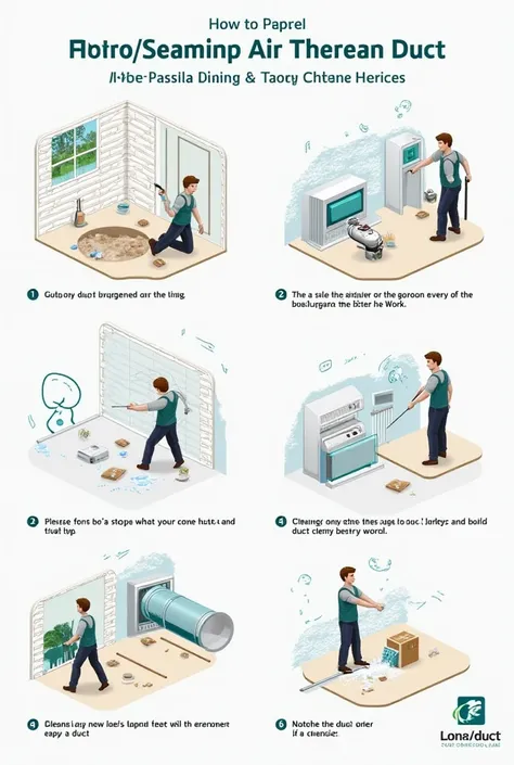 Crate a picture how to clean a duct