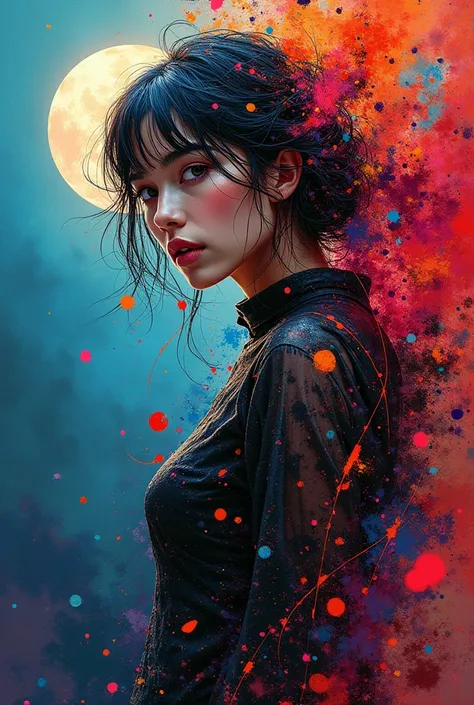 abstract expressionist painting abstract beauty,centered,((looking at the camera:1.2)),(approaching perfection:1.4),dynamic,moonlight,highly detailed,digital painting,artstation,concept art,smooth,sharp focus,illustration,art by Carne Griffiths and Wadim K...